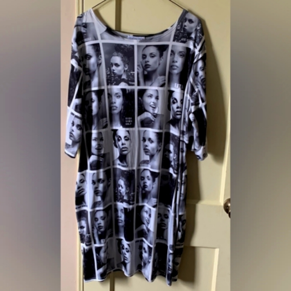 Ashley Stewart Black and White Dolman Sleeve Midi Dress